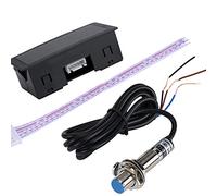 Hilitand Tacómetro de RPM, medidor de RPM del Motor del tacómetro de la Pantalla LED de 12 V de 4 dígitos + Sensor de Interruptor de Pasillo NPN