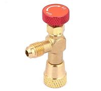 Hilitand Válvula de control de flujo de latón de 1/4 a 5/16 pulgadas, válvula de agua de cuerpo grueso para manguera de carga de refrigerante R410A