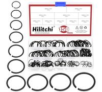 Hilitchi 150 clips redondos en C de alambre de 10 tamaños, GB895.2, clip de retención interno, anillos de presión internos negros, kit surtido de anillos de presión de alambre redondo para eje de