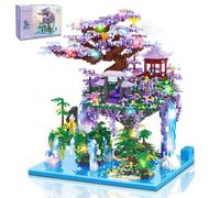 HILKKET Sakura - Juego de bloques de construcción para casa del árbol (4574 piezas, arquitectura china, con luces, pabellón de hadas, micro mini ladrillos de construcción, con caja de regalo)