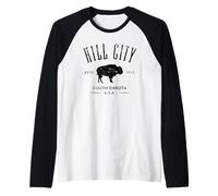 Hill City South Dakota USA - Recuerdo de diseño Envejecido Camiseta Manga Raglan