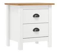 Hill Nightstand Solid Pine Wood Modern Bedside Table with 2 Smooth Drawers, Honey Brown & White Finish, Easy to Assemble & Clean, 46x35x49.5cm for Bedroom Decor