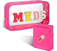 Hillban Juego de 2 Bolsas de Medicina de Chenilla, Bolsa de Cartas, Bolsa de Viaje Transparente para Maquillaje, medicamentos, Bolsa de Viaje de Nailon, Bolsa de cosméticos Transparente de PVC, Mini