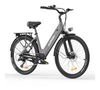HillMiles Bicicleta Eléctrica para Adultos De 26'', 7 Velocidades Bicicleta Eléctrica con Batería Extraíble De 36V 13Ah, 25km/h & Autonomía De 80-100km E-Bike para Pendulares Urbanos, IP65 (Gris)