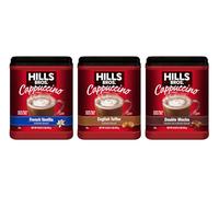 Hills Bros. Cappuccino Mix - Mezcla de bebida instantánea rica y espumosa sabor a cafetería - Preparación rápida y fácil - Perfecto para bebidas calientes y heladas y café cremoso - Paquete variado de