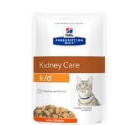 Hills Prescription Diet Feline k/d Alimento húmedo veterinario con pollo | Sobre húmedo | Caja con 12 sobres de 85 g
