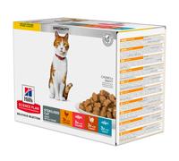 Hill's Sterilised Adulto - Alimento en salsa para gato adulto esterilizado - Pack de pollo, salmón, pavo y trucha - Cantidad: 2 + 1 OFERTA [Pack 12 x 85 g]