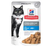 Hill's Sterilised Mature 7+ - Alimento en salsa para gato senior esterilizado - Pescado del océano - Cantidad: 1 + 1 OFERTA [85 g]