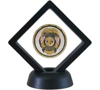 HillSpring Expositor flotante 3D para monedas de desafío, caja transparente para medallas y monedas militares, 1 unidad, color negro