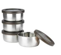 HillSpring Juego de 4 cuencos de acero inoxidable con tapa de 265 ml irrompibles con tapas de plástico sin BPA para preparar comida, cocinar, aperitivos y sobras
