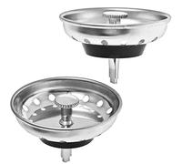 Hilltop Products - Tapón colador para fregadero de cocina, drenaje estándar de 3,5 pulgadas, en acero inoxidable con perilla de plástico, inferior de goma (paquete de 2)