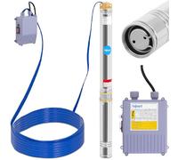 Bomba sumergible - 95 mm / 3,75'' - 6000 l/h - 1100 W - cable 20 m / altura de elevación 102 m - acero inoxidable | hillvert