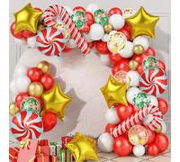 Hillylolly Kit de Globos Navideños 108 Piezas - Rojo, Dorado y Blanco - Látex, Guirnalda de Arco, Decoraciones de Fiesta