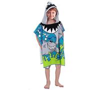 Hillylolly Toalla Infantil con Capucha, Toalla Poncho niño Tiburon, Playa, Baño, Poncho Surf Microfibra Niño, Capa, para 2 a 16 Años