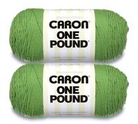 Hilo Caron verde hierba de una libra - Paquete de 2 (454 g/16 oz) - Acr lico - 4 lana mediana (peinada) - 812 yardas - Para tejer a m quina/ganch