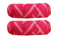 Hilo Crochet 2 uds colorido 5 hilos teñido leche algodón suéter hilo auto tejido bufanda medio grueso hecho a mano(09 Rose Red Flower)