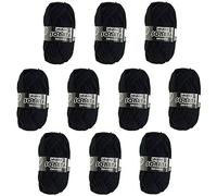 Hilo de Acrilico Ovillo de Lana para Tejer Crochet Ganchillo o Punto Torrijo SONATA 30g, Ovillo de Lana Suave Acrílica para Tejer | 10 Unidades, Color 1579-NEGRO