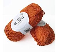 Hilo de algodón 100 % para tejer y ganchillo, 3 o ligero, DK, peso peinado, Drops Muskat, 1.8 onzas, 109 yardas por ovillo (49 naranja oscuro)