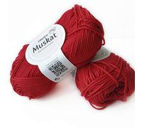 Hilo de algodón 100% para tejer y hacer ganchillo, 3 o ligero, DK, peso peinado, Drops Muskat, 1.8 oz 109 yardas por ovillo (12 rojo)