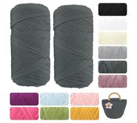 Hilo de algodón para camiseta, 400 g, hilo suave para ganchillo, punto y macramé, hilo resistente para cestas, bolsos, alfombras y decoración del hogar, hilo para manualidades para principiantes y