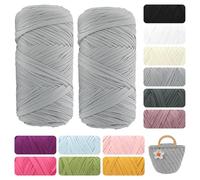 Hilo de algodón para camiseta, 400 g, hilo suave para ganchillo, punto y macramé, hilo resistente para cestas, bolsos, alfombras y decoración del hogar, hilo para manualidades para principiantes y