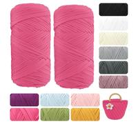 Hilo de algodón para camiseta, 400 g, hilo suave para ganchillo, punto y macramé, hilo resistente para cestas, bolsos, alfombras y decoración del hogar, hilo para manualidades para principiantes y