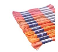 Hilo de Borda Hilo de bordado algodón, caja 12 colores, hilo punto cruz mercerizado doble, madeja 8 metros largo para Entusiastas del Bordado(Oranges 105)
