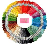 Hilo de bordado de color arcoíris, hilos de punto de cruz, pulseras de la amistad, hilo para manualidades, 105 madejas por paquete y juego de agujas de bordar