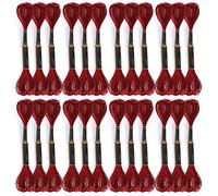Hilo de bordar, 24 piezas, rojo, para bordar, coser, punto de cruz, brillante, trenzado, hecho a mano, hilo de algodón, madejas para pulseras, hilo de bordar DIY, proyecto de manualidades