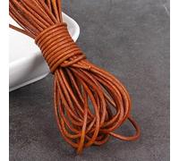 hilo de bordar, Cowhide Leather Rope String, 2m Yellow Coffee Cord Flat Round Multiple Sizes for DIY Bracelet Making(Round 2mm)