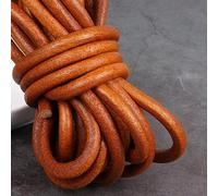 hilo de bordar, Cowhide Leather Rope String, 2m Yellow Coffee Cord Flat Round Multiple Sizes for DIY Bracelet Making(Round 8mm)