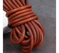 hilo de bordar, Cowhide Leather Rope String, 2m Yellow Coffee Cord Flat Round Multiple Sizes for DIY Bracelet Making(Round 6mm)