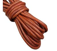 hilo de bordar, Cowhide Leather Rope String, 2m Yellow Coffee Cord Flat Round Multiple Sizes for DIY Bracelet Making(Round 4mm)