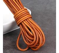 hilo de bordar, Cowhide Leather Rope String, 2m Yellow Coffee Cord Flat Round Multiple Sizes for DIY Bracelet Making(Round 3mm)