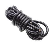 hilo de bordar, Leather Cords 2m Black Round Flat Multiple Sizes DIY Jewelry Making(Round 6mm)