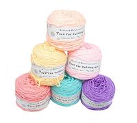 Hilo de chenilla de punto grueso, 6 ovillos de hilo for tejer 95 g, 8 hebras, 5 mm grosor, 100 m por ovillo(C,458g/roll)