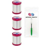 Hilo de coser Coats & Clark, hilo de poli ster transparente, tama o .004, 400 yardas (paquete de 3), paquete transparente con 1 descosedor Artsig