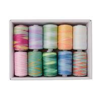 Hilo de coser de poliéster Colorfasts para mezclilla, máquina de encogimiento de lona, suministros de bordado y acolchado, hilo de poliéster colorido para ropa