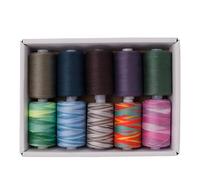 Hilo de coser de poliéster Colorfasts para mezclilla, máquina de encogimiento de lona, suministros de bordado y acolchado, hilo de poliéster colorido para ropa