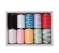 Hilo de coser de poliéster Colorfasts para mezclilla, máquina de encogimiento de lona, suministros de bordado y acolchado, hilo de poliéster colorido para ropa