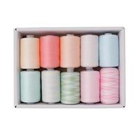 Hilo de coser de poliéster Colorfasts para mezclilla, máquina de encogimiento de lona, suministros de bordado y acolchado, hilo de poliéster colorido para ropa