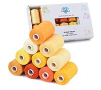 Hilo de coser, hilo para coser, máquina de coser, acolchado, costura a mano, bricolaje, todos los propósitos, juego de hilos de poliéster, 10 carretes de 1000 yardas (serie amarilla)