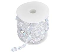 Hilo de cuentas acrílicas transparentes de 10 m, guirnalda de decoración de árbol de Navidad, perlas de cristal, cadena de cristal, guirnalda rectangular iridiscente para envolver festivales de boda