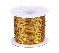 Hilo de Dorado Cordel Metálico, 100 metros, 1 mm de Grosor, para Decoración Navideña, Manualidades, Envolver Regalos (dorado)