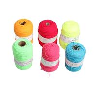 Hilo de Ganchillo, 6 Rollos de Hilo para Mechones, 437 Yardas Cada 8 Acciones, Color Fluorescente, Resistente Al Encogimiento, Hilo para Tejer Alfombras, Hilo para Hacer