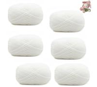 Hilo de ganchillo de 6 unidades, color blanco para ganchillo, 50 g, hilo de algodón para tejer a mano, incluye hilo de algodón lechero, hilo de algodón para ganchillo, para ganchillo y manualidades