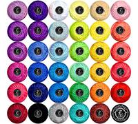 Hilo de ganchillo de hilo de algodón, 35 bolas, colores populares del arco iris de tamaño 5, hilo de ganchillo 100% algodón mercerizado de fibra larga