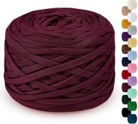 Hilo de ganchillo de poliéster, 285 g, 100 m, hilo camiseta para bolsa, cesta, alfombra, manta, bricolaje (fucsia)
