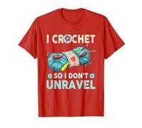 Hilo de Ganchillo I Crochet So I Don't Unravel Camiseta, Hombre, Rojo, XL