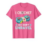Hilo de Ganchillo I Crochet So I Don't Unravel Camiseta, Hombre, Rosa Jaspeado, L